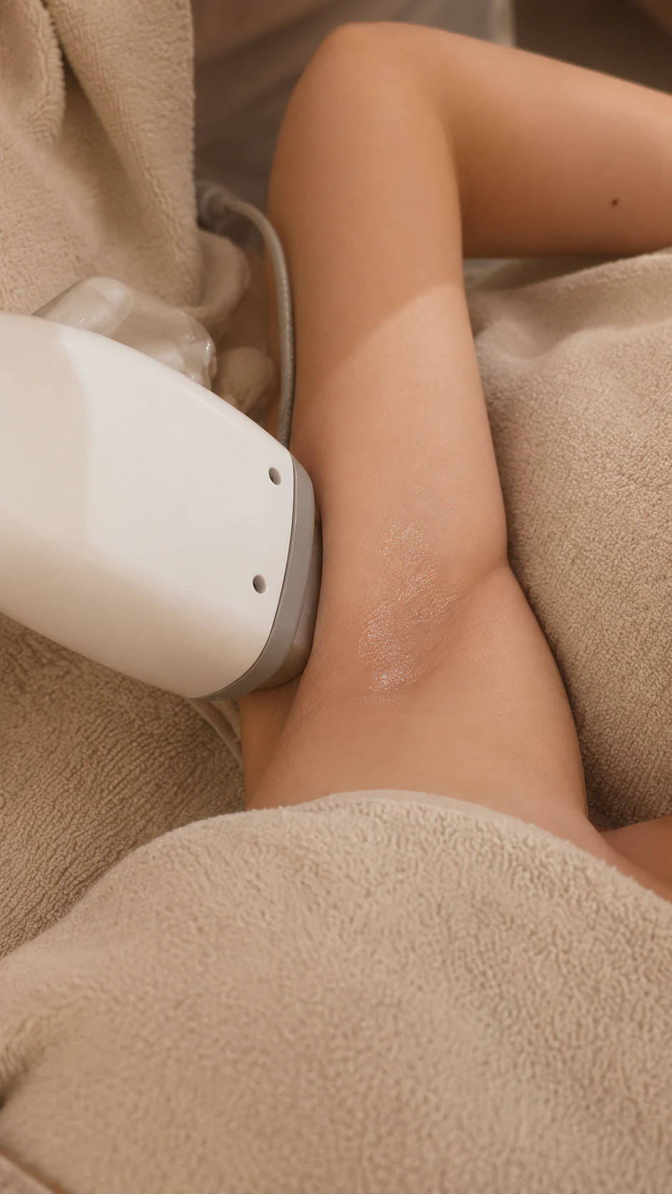 Calm treatment room with light therapy equipment at Zen Beauty