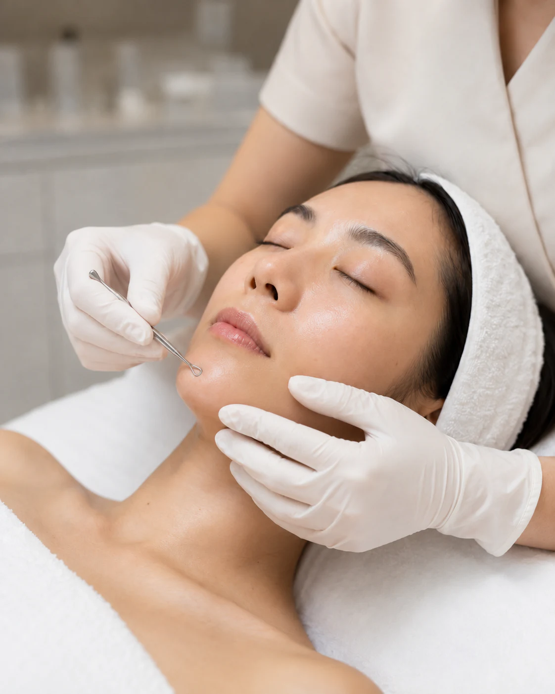 Ozone wand, cooling globes and softening solution prepared for the Purifying Facial at Zen Beauty